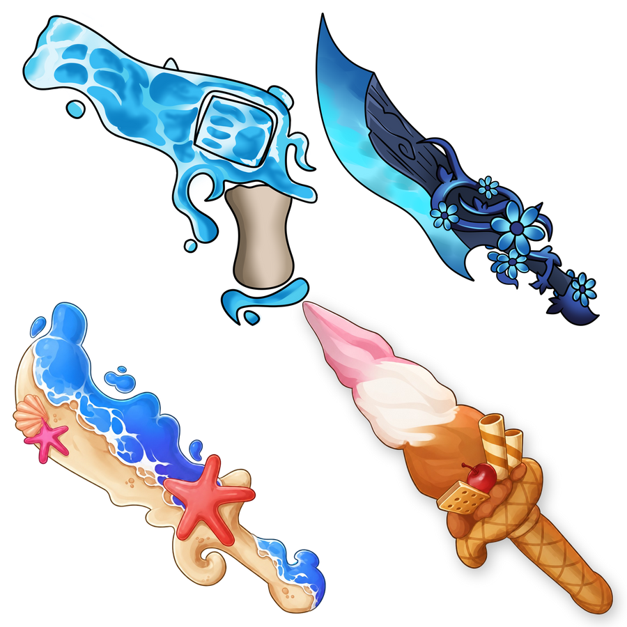 حزمة Icecream + Beachy + Ocean Gun + Flowerwood Knife