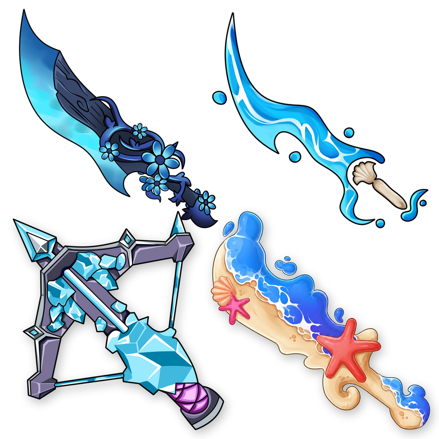 حزمة Icepiercer + Beachy + Waves + Flowerwood Knife